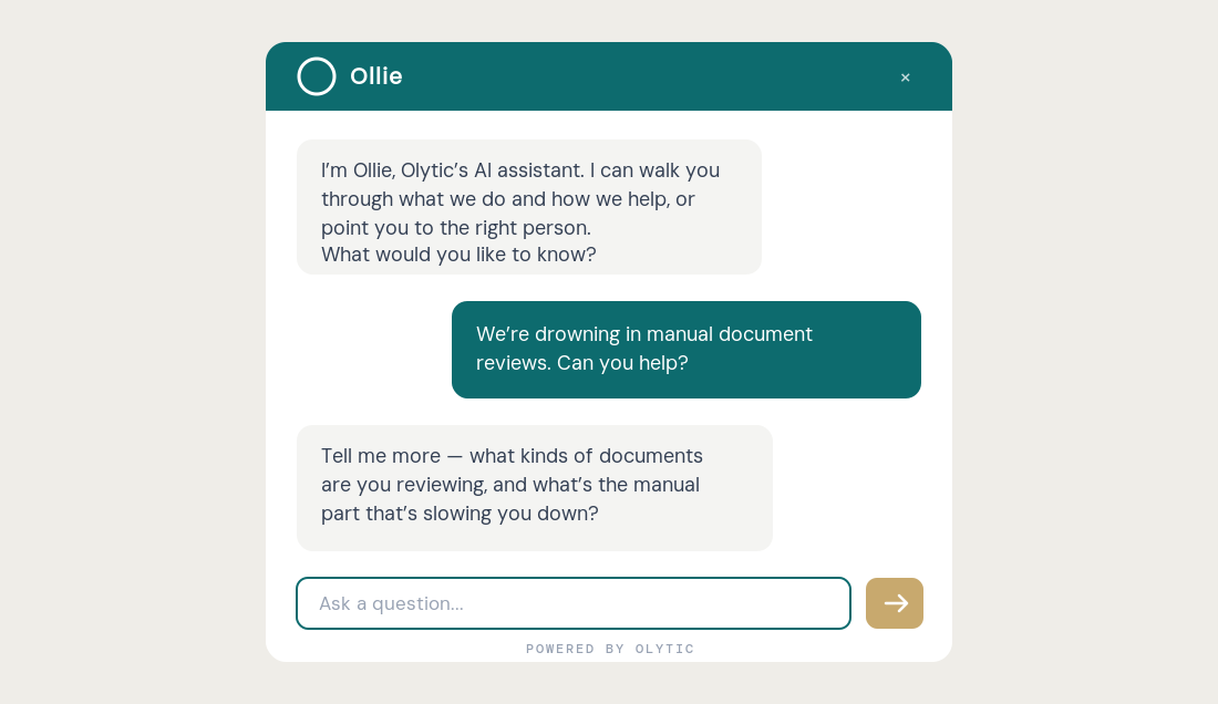 The actual SDR AI agent, Ollie, mid-conversation on this website.